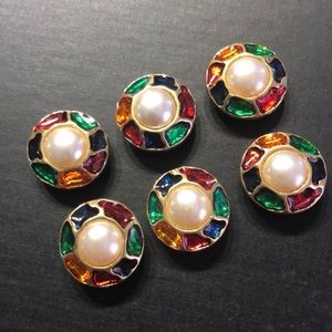 Vintage 80's enamel multicolor button covers